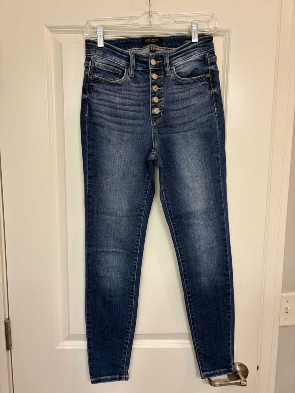Judy Blue High-Rise Button-Front Faded Blue Skinny Jeans
